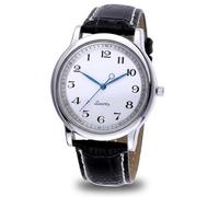 Ameble Reloj inverso para Hombre, Reloj de Vestir con números Romanos en Sentido antihorario, de Pulsera de Cuarzo de aleación Negra con Esfera Blanca
