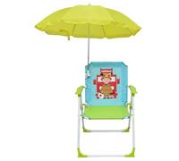 Ameble Silla de Playa Infantil con sombrilla - Silla Plegable portátil para niños pequeños y bebés. Asiento de Lona Verde para Exteriores con Parasol para Playa, Piscina y Parque.