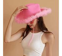 Ameble Sombrero de Vaquero Sombreros de Vaquera con Bufanda Conjunto de Accesorios de Disfraz para Mujer, Fiesta de Disfraces Halloween Despedida de Soltera Disco Traje de Vaquera 2 Piezas