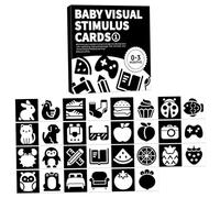Ameble Tarjetas de Contraste para bebés de 0 a 3 Meses, Juego de Tarjetas Flash para bebés: Alto Contraste en Blanco y Negro para recién Nacidos, estimulación de visión Amplia de 18x18 cm