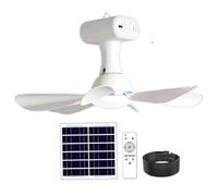Ameble Ventilador de techo solar con ventilador de techo portátil remoto con batería de 6000 mAh, panel de 6 W para uso en interiores y exteriores en dormitorio, patio, camping