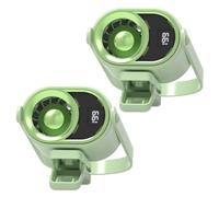 Ameble Ventilador para Coche, Paquete de 2, 199 velocidades, Color Verde, Ventilador de refrigeración portátil, Ajustable, con rotación de CA para Coche, Recargable por USB y Pantalla LED. par