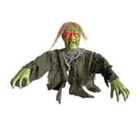 Ameble Zombi animatrónico de Halloween con estaca para el Suelo, decoración animatrónica de Accesorios de Halloween con Ojos Rojos Brillantes para Patio, casa encantada, Verde Oliva
