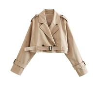 AMEEDA Chaqueta Estilosa para Mujer Cropped Trench Spring Jacket Women Vintage Streetwear Double Breasted Long Sleeve Top Outfits(XS(old))