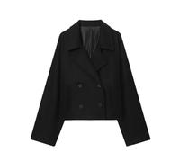 AMEEDA Chaqueta Estilosa para Mujer Winter Women's Casual Fashion Commuter Simple Elegant Loose Versatile Double-breasted Short Jacket(Black,L)