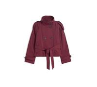 AMEEDA Chaqueta Estilosa para Mujer Women's Chic Stand Collar Double-breasted Belted Waist Cropped Trench Coat Casual Street Outerwear(Wine red,XS)