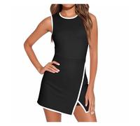 AMEEDA Ropa Padel Mujer Vestido de Tenis for Mujer, Vestido de Entrenamiento de Verano, Vestido Deportivo sin Mangas, Pantalones Cortos incorporados(Black,XXL)