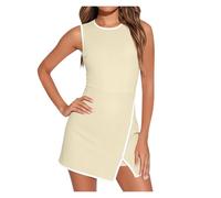 AMEEDA Ropa Padel Mujer Vestido de Tenis for Mujer, Vestido de Entrenamiento de Verano, Vestido Deportivo sin Mangas, Pantalones Cortos incorporados(Yellow,S)