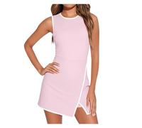 AMEEDA Ropa Padel Mujer Vestido de Tenis for Mujer, Vestido de Entrenamiento de Verano, Vestido Deportivo sin Mangas, Pantalones Cortos incorporados(Pink,M)