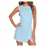 AMEEDA Ropa Padel Mujer Vestido de Tenis for Mujer, Vestido de Entrenamiento de Verano, Vestido Deportivo sin Mangas, Pantalones Cortos incorporados(BLUE1,XL)