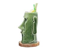 AMEEDA Vasos De Cóctel 1 taza de cóctel Totem, tazas cerámica Tiki, artesanías, creativas hawaianas, la Isla Pascua, 650 ml(Green 1PCS)