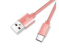 ameego 3.3ft Nylon Braided USB C 3.1 Sync & Fast Charging Cable for Samsung, HTC, Nokia, Sony, Nintendo Switch, and More Device with Type C Reversible Connection - Rose Gold