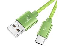 ameego 6.6ft Nylon Braided USB C 3.1 Sync & Fast Charging Cable for Samsung, HTC, Nokia, Sony, Nintendo Switch, and More Device with Type C Reversible Connection - Green