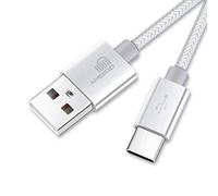 ameego 6.6ft Nylon Braided USB C 3.1 Sync & Fast Charging Cable for Samsung, HTC, Nokia, Sony, Nintendo Switch, and More Device with Type C Reversible Connection - White