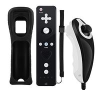 ameego GN-010RN DB Unique design Built-in Motion Plus Wireless Remote and Nunchuck Controller with Silicone Case & Wrist Strap for Nintendo Wii and Wii U (Design-B Black)