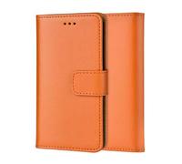 ameego Premium Genuine Real Leather Slim Wallet Flip Stand Case Cover for Samsung Galaxy Ace S5830 (Orange)