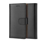 ameego Premium Genuine Real Leather Slim Wallet Flip Stand Case Cover for Samsung Galaxy J5 2016 (5.2") - Black