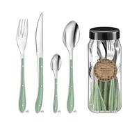 Amefa 1-2-3 S24 Cubiertos INOX+PP Bistro, Acero Inoxidable, Verde Aguamarina