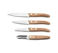 Amefa 4P Corte Forest AF Set de 4 Cocina con Sierra, Mango de Madera, Juego de Cuchillos con Hoja de Acero INOX de 1,5mm, Multicolor