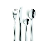 AMEFA ATOS - Cubertería para 6 personas, 24 piezas, acero inoxidable pulido e inoxidable, apto para lavavajillas, cubiertos con bandeja para cubiertos, clásicos cubiertos funcionales y sencillos