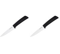 Amefa AUENTHAL Cuchillo de cerámica con hoja de 10 cm, hoja blanca de cerámica, extremadamente afilada, mango ergonómico negro, incluye protector de hoja, cuchillo para pelar y de cocina