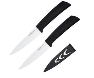 Amefa AUENTHAL Juego de 2 Cuchillos de cerámica, Extremadamente Afilados, Mango ergonómico, Incluye Protector de Hoja, Cuchillo pelador, Cuchillo de Cocina, cerámica, plástico, Blanco, Longitud de la