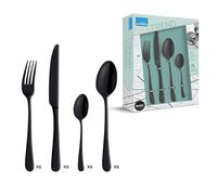 Amefa Austin Black - Cubertería de 24 piezas, juego de cubiertos con PVD, color negro, vajilla de acero inoxidable 18/0, juego de cubiertos para 6 personas, cubiertos negros aptos para lavavajillas