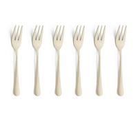 Amefa Austin Juego de 6 Tenedores de Postre | diseño Elegante | 6 Tenedores de Acero Inoxidable con Acabado PVD | champán Satinado | 14,3 cm | Inoxidable y Apto para lavavajillas