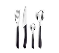 Amefa Brillo Cubertería de 16 Piezas - Estuche para 4 Personas, Acero Inoxidable 18 0 Bi inyección plástico, Negro