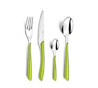Amefa Brillo Cubertería de 32 Piezas - Estuche para 8 Personas, Acero Inoxidable 18 0 Bi inyección plástico, Verde anís