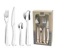 AMEFA Eclat Nature Ménagère 16 couverts inox Pour 4 personnes, Bois Blanc | Diseño natural y amaderado, juego de cubiertos para 16 personas, asa de ABS de acero inoxidable 18/0 y efecto madera de color