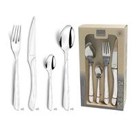 AMEFA Eclat Nature Ménagère 24 couverts inox Pour 6 personnes, Bois Blanc | Diseño natural y amaderado, juego de cubiertos para 24 personas, asa de ABS de acero inoxidable 18/0 y efecto madera de color