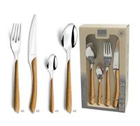 Amefa – Juego de cubiertos Eclat 2274PWPA10C40 – Mango de madera, acero inoxidable – 24 piezas