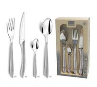 AMEFA Eclat Nature Ménagère 24 couverts inox Pour 6 personnes, Bois Gris | Diseño natural y amaderado, juego de cubiertos para 24 personas, asa de ABS 18/0 con efecto madera y de color, efecto madera,