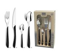 AMEFA Eclat Nature Ménagère 24 couverts inox Pour 6 personnes, Bois Noir | Diseño natural y amaderado, juego de cubiertos para 24 personas, asa de acero inoxidable 18/0 y ABS con efecto madera de colo