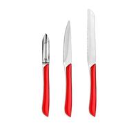 Amefa Eclat Set petite coutellerie : couper et éplucher acier 13C, Rouge | Cuchillo pelador, pelador y cuchillo para verduras, Colección Eclit, acero inoxidable 13 °C, acabado brillante, Rojo, mango A