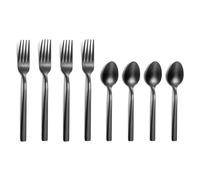 Amefa Escade Negro Satén - Juego de 4 cucharas moka y 4 tenedores para tartas