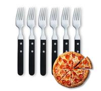 Amefa Juego de 6 Tenedores de Carne (Acero Inoxidable 18/0), Color Negro | Cubertería de carne remachada de 2 compartimentos, para carne y carne, apto para lavavajillas, inoxidable, pulido brillante
