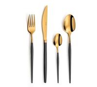 Amefa Soprano dorado/negro - Cubertería de 24 piezas | Cubertería 24 piezas para 6 personas, color oro y negro, acero inoxidable 18/0, grosor 4 mm, no apto para lavavajillas