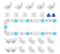 Amefil 22pcs 10mm 4 pines RGB conector l forma RGB led conector tira de 90 grados conecde esquina y conecconecconecconecpara 5050 RGB luz de tira de led