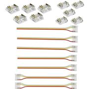 Amefil COB RGBIC LED Kit de conectores de cinta de luz 3 pines 12 mm sin soldadura, conector de cabeza masculina de cinta de un cable de cinta de luz prolongado, adecuado para RGB Sabiduría IC