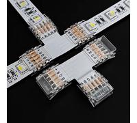 Amefil Conector en forma de T para tira LED de 5 pines de 12 mm, paquete de 5, conexión sin soldadura, apto para tira LED RGBW de 12 a 24 V