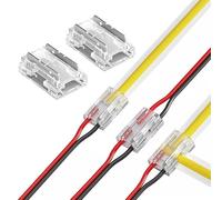 Amefil Conector luminoso tira de 2 pines 5 mm con 20 paquetes de tira de luz de cinta COB LED para tira de alambre conector soldado