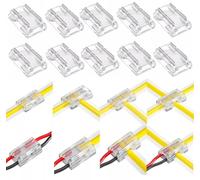 Amefil Conector luminoso tira de 2 pines 8 mm con 20 paquetes de tira de luz de cinta COB LED para tira de alambre conector soldado
