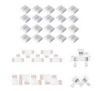 Amefil Conectores de tira LED de 4 pines sin soldadura, conector sin huecos, divisor en L RGB de 8 mm de ancho, conector en forma de T para tiras de luces LED multicolor RGB 3528 2835