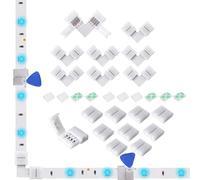 Amefil Conectores LED de 8 mm, 4 pines, RGB 8X, conector de esquina en forma de L, 10 terminales adaptadores sin huecos para tira de luz LED multicolor 3528 2835 12 V 24 V