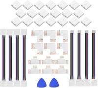 Amefil Juego de conectores LED SMD de 5 pines, 12 mm, sin soldaduras, divisor L/T, ángulo recto, cable de transición de tira a tira para juez de tiras RGBW-5050