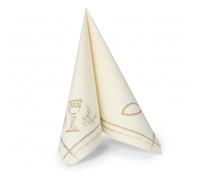 Ameisenkeks 50 servilletas premium Royal Collection - 40 x 40 cm - Material similar y certificado FSC - Elegante decoración de mesa para comunión y confirmación - Color blanco con diseño de cáliz