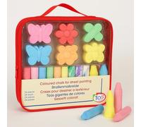 Ameisenkeks® Juego de 24 tizas para niños en bolsa de transporte con función de mochila, tizas gigantes coloridas en formas divertidas, para exteriores, diversión para colorear y juegos creativos
