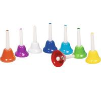 Ameisenkeks Juego de 8 campanas musicales para niños - 13 cm - Código de colores y escala C-D - F - G-A-H-C - Mazo fijo con muelle en espiral - Ideal para guardería y escuela de música